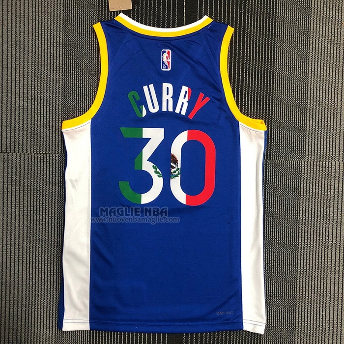 Maglia
 Stephen Curry NO 30 Golden State Warriors Icon Royal Special Mexico Edition Blu
